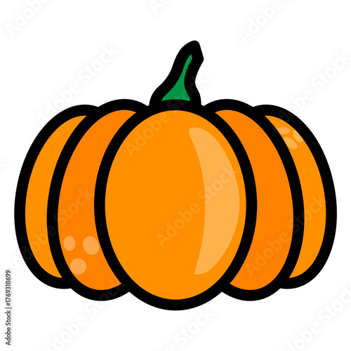 Pumpkin Filled Icon — Halloween Autumn Vegetable Vector Illustration