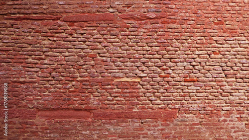 Closeup of the brick wall in Agra Fort (Qila Agra), Agra, Uttar Pradesh, India | UNESCO World Heritage Site	