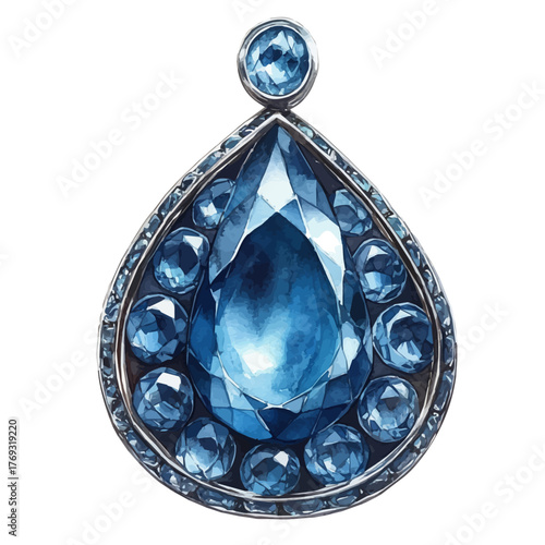 watercolor vector of Topaz Pendant, isolated on a white background.