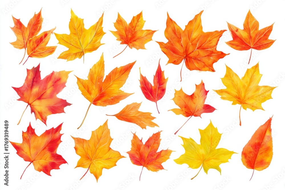 Fototapeta premium Nature's tapestry: enchanting colors of maple leaves in fall. Pr