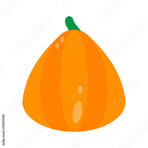 Pumpkin Flat Icon — Halloween Autumn Vegetable Vector Illustration