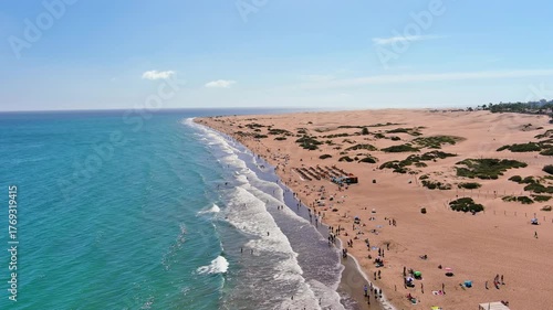 Wallpaper Mural Maspalomas, Gran Canaria, Canary Islands, Spain: Aerial view of English beach (Playa del Inglés), perfect for travel and tourism marketing - landscape panorama of  Atlantic Ocean islands from above
 Torontodigital.ca