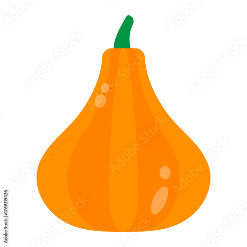 Pumpkin Flat Icon — Halloween Autumn Vegetable Vector Illustration