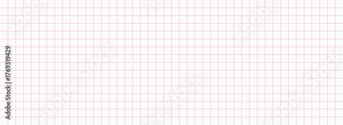Red grid paper pattern background. Graph texture for school notebook design. White sheet layout, math chart elements, lined structure. Vector template, clean academic surface, geometric ruled backdrop