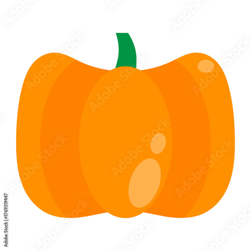 Pumpkin Flat Icon — Halloween Autumn Vegetable Vector Illustration