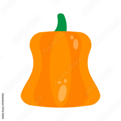 Pumpkin Flat Icon — Halloween Autumn Vegetable Vector Illustration