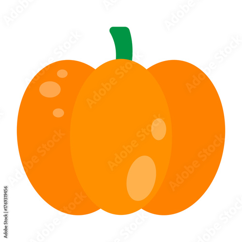 Pumpkin Flat Icon — Halloween Autumn Vegetable Vector Illustration