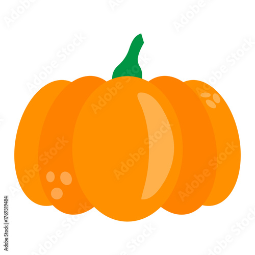 Pumpkin Flat Icon — Halloween Autumn Vegetable Vector Illustration
