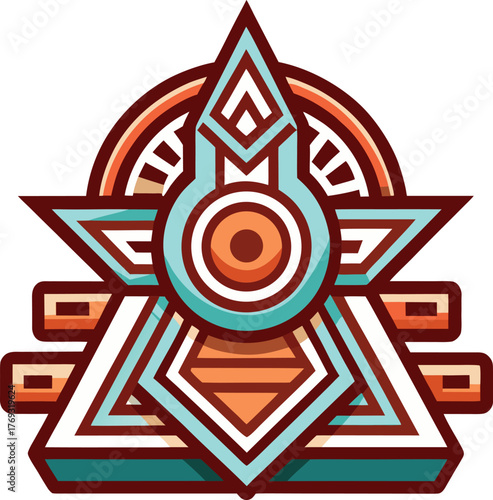 Ancient tribal all seeing eye in a geometric triangle for mystical vision and sacred geometry concept illustration