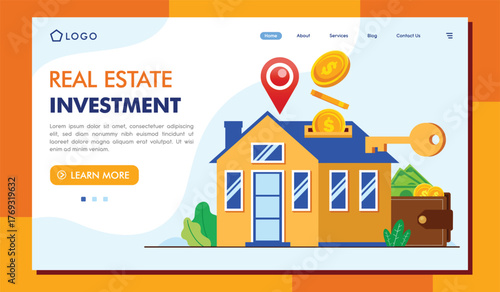 This image showcases a house combined with elements like dollar signs and investment icons, symbolizing the importance of real estate investment for financial growth and stability.