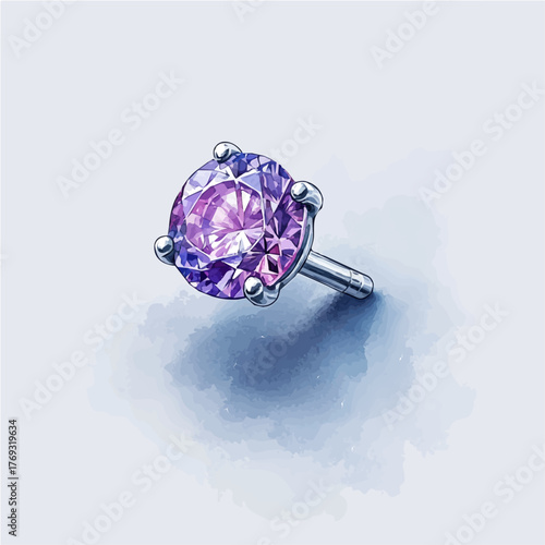 Titanium Labret Stud, watercolor vector, isolated on a white background.
