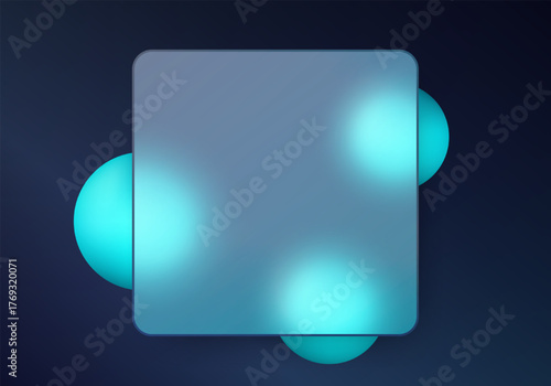 Dark glass style UI with glowing turquoise spheres and subtle blur is suitable for tech or crypto visualizations.
