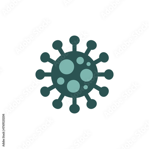 Darker green virus cell icon with spikes and internal spots on a white background