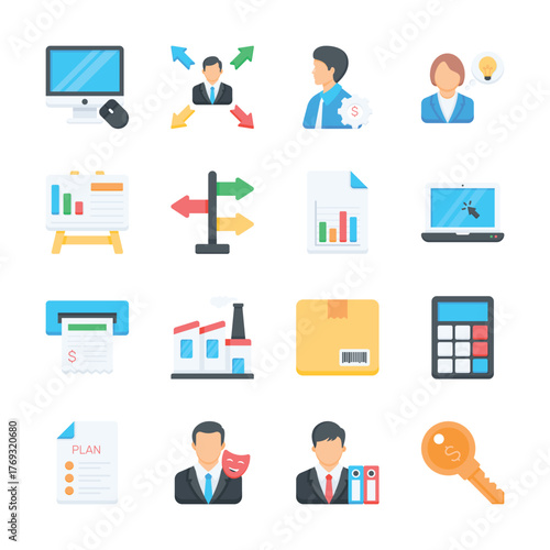 Take a look at this amazing flat style icon of business icons in modern style