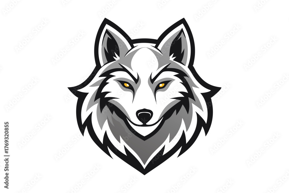 Fototapeta premium wolf head logo vector in white background