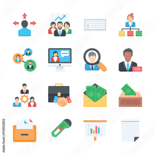 Take your hands on this carefully designed amazing business icons in flat style