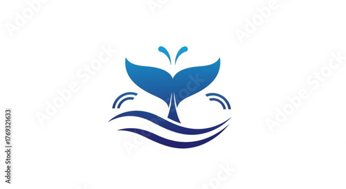 A blue whale tail logo design with waves, , perfect for marinethemed businesses, conservation efforts