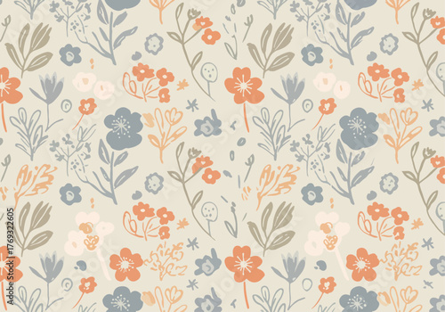 Floral seamless pattern with watercolor roses. Background with bouquets of hand drawn watercolor flowers