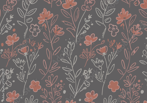 Floral seamless pattern with watercolor roses. Background with bouquets of hand drawn watercolor flowers