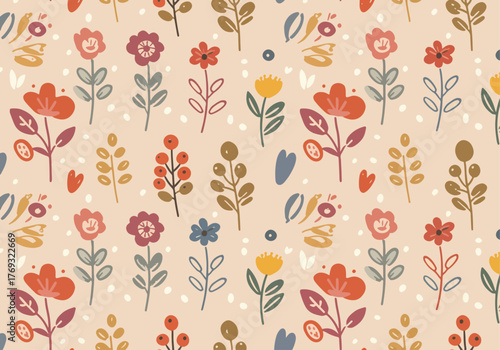 Vibrant Watercolor Floral Arrangement With Soft Hues of Pink, Orange, and Purple in Full Bloom During Spring Season