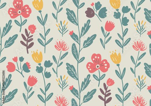 Fashion floral multicolored summer pattern with wildflowers and plants for womens textiles painted in watercolor