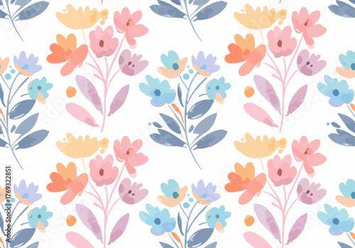 A creative watercolor painting featuring beautiful flowers and leaves on a white background