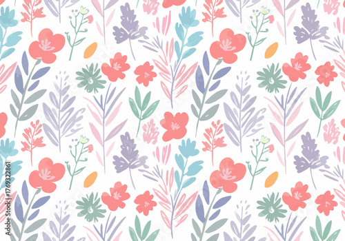 A creative watercolor painting featuring beautiful flowers and leaves on a white background