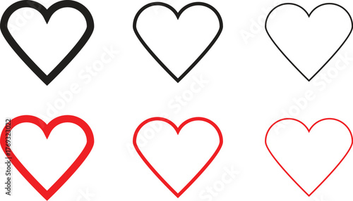 Heart vector icons. Set of love
symbols isolated  Outline Vector Icons