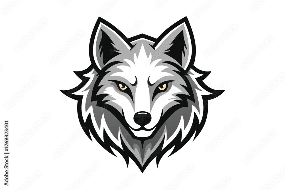 Naklejka premium wolf head logo vector in white background