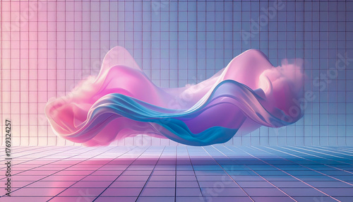 Pastel Flowing Fabric Abstract Over Tiled Grid
