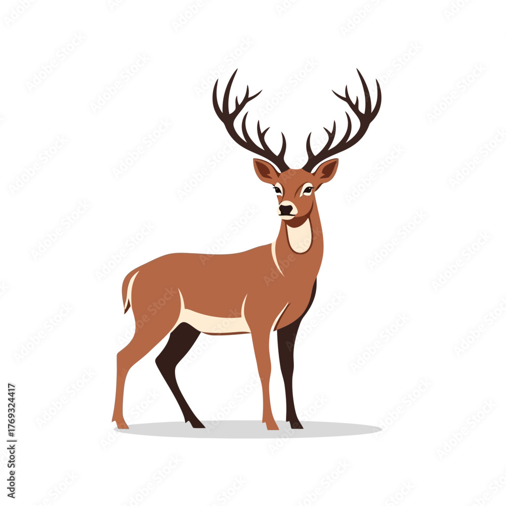 Obraz premium Majestic stag with impressive antlers stands proudly, symbolizing nature's grace and wilderness spirit.