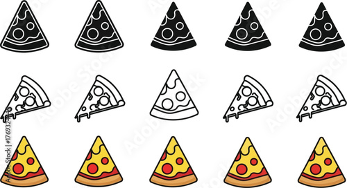 Delicious pizza slices in various styles for menu design