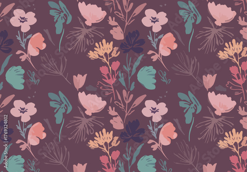 Watercolor floral pattern. Beautiful seamless pattern with watercolor hand drawn flowers