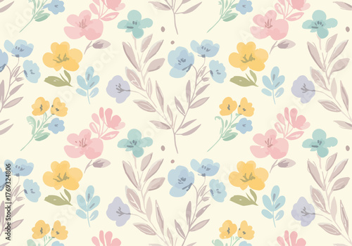 Watercolor floral pattern. Beautiful seamless pattern with watercolor hand drawn flowers