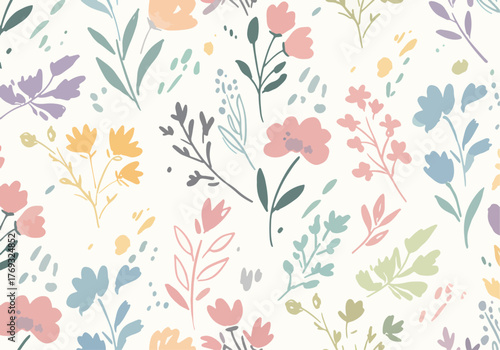 Floral pattern made of meadow flowers isolated on white background. Flat lay. Top view.