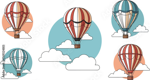 Collection of vintage hot air balloons for decoration