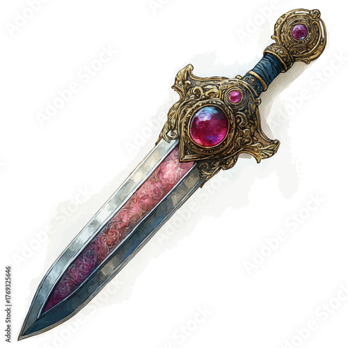 watercolor of Sword Brooch, vector, isolated on a white background.