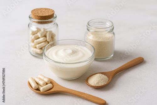 background with probiotic products