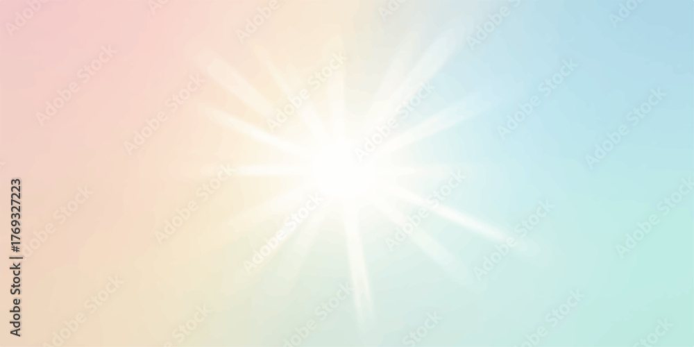 Naklejka premium Bright summer sun rays glow on an abstract blue background