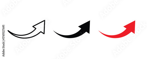 Arrow icon set. Curved arrow right direction vector sign. Arrow pointer icon vector. Curved arrow sign. Arrow isolated vector graphic elements.