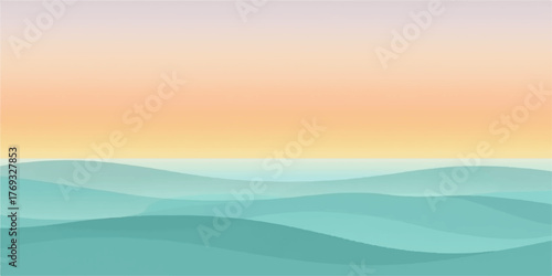 Serene abstract landscape with soft rolling hills and a gradient sky at sunrise or sunset