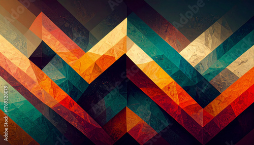 Abstract rainbow waves meeting at central peak