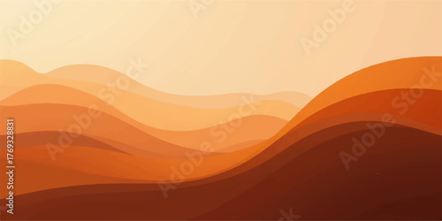 Abstract flowing wavy landscape with warm orange and brown tones creating a sense of gentle movement and depth