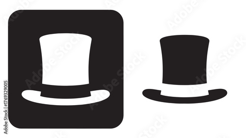 Two elegant top hats with distinct styles on transparent background silhouette