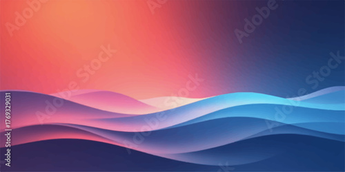 Abstract flowing waves of vibrant gradient colors creating a surreal and ethereal landscape background