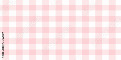 Soft pastel pink and white plaid pattern with a gentle blurred effect creating a delicate and feminine background texture