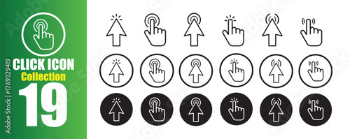 Click Icon Collection Set. Hand Cursor and Pointer Click Symbols for UI and Web Design