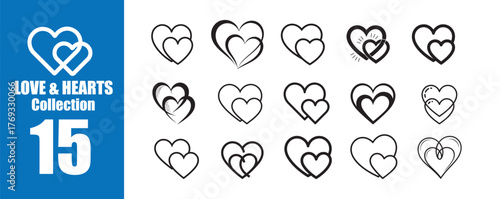 Interlocking Hearts Outline Collection