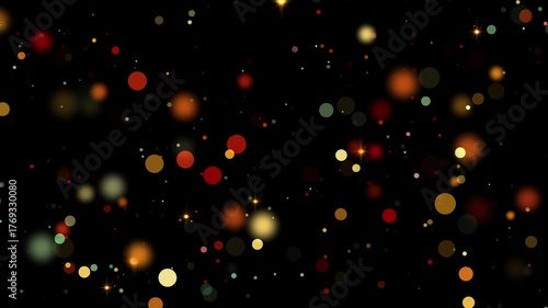 Abstract Gold blurry bokeh background with lights particles on dark background – Defocused photo effect, Slow motion animation, Winter christmas background loopable