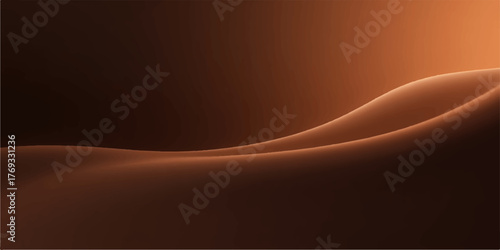 Abstract flowing wave of warm orange and brown light creating a smooth elegant and ethereal background texture